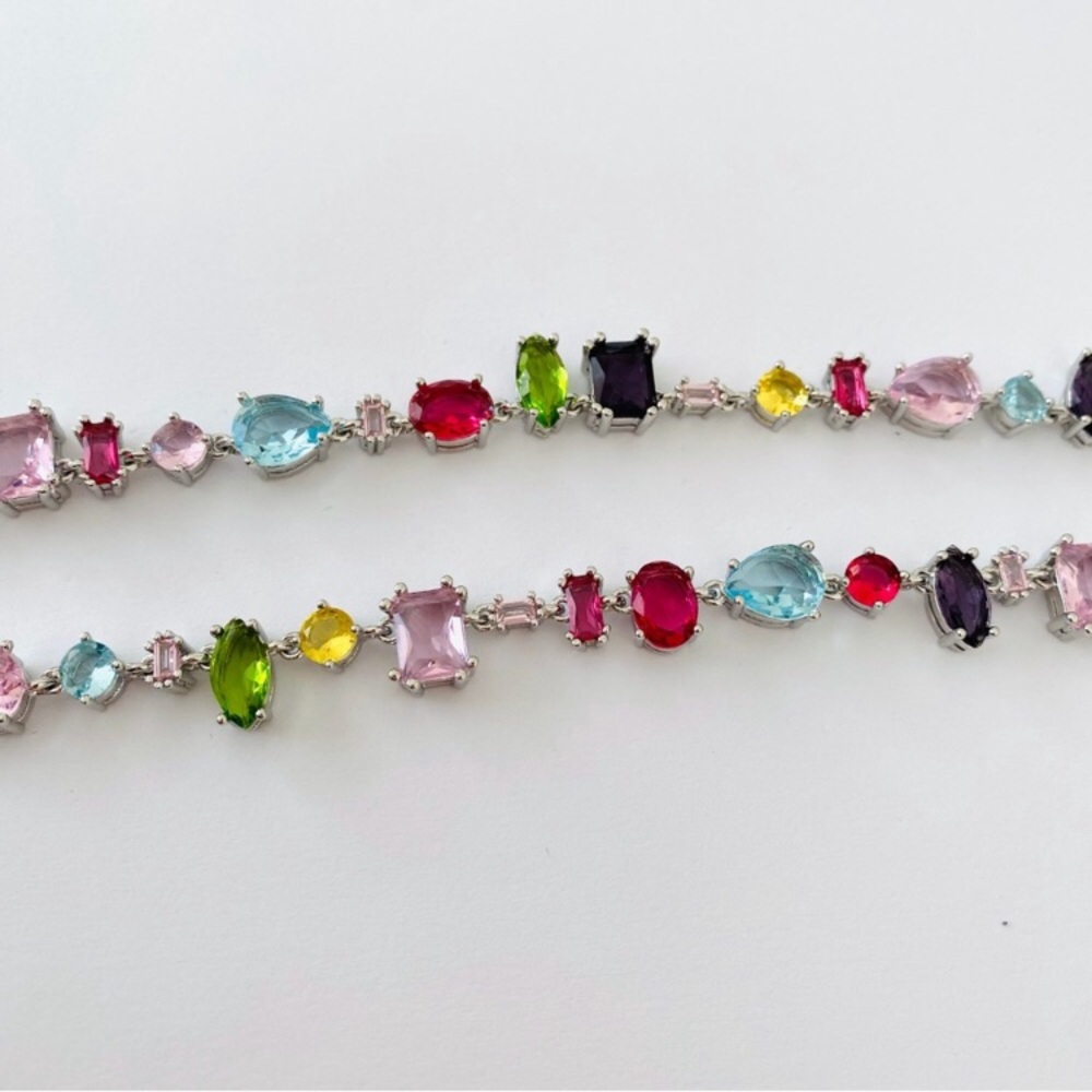 New in Box $520 Swarovski Gema Rainbow Crystals Rhodium Plated Necklace - Picture 6 of 12